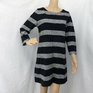 "J. CREWI" BLACK AND GRAY STRIPED CAREER CASUAL DRESS SIZE: M